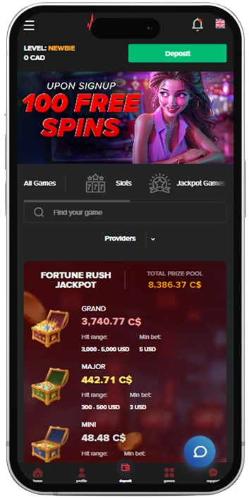 Adrenaline Casino mobile version